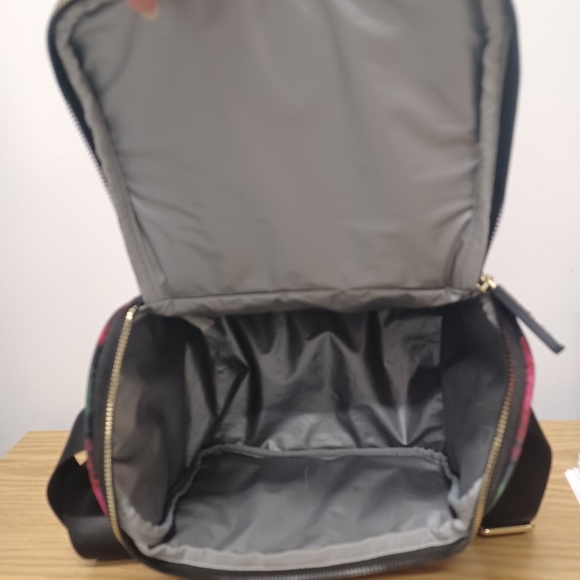 Betsey Johnson Insulated Lunch Tote Bag Rose Floral Print Design Pink Black - Picture 7 of 11